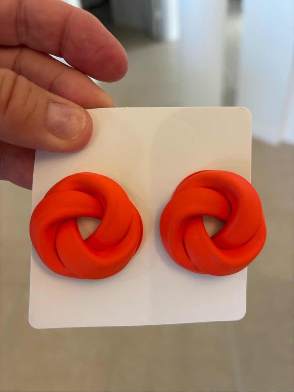 Bold Knot Stud Earrings - Orange